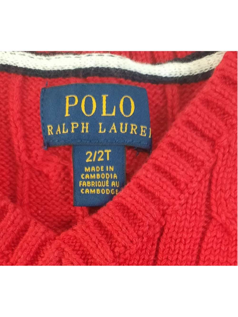 Polo Ralph Lauren Little Boys Cable-Knit Cotton Sweater Vest- red. Size 2T